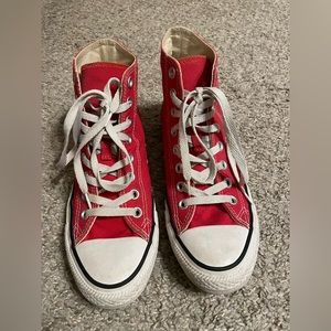 Red Converse high tops. Women 8.5